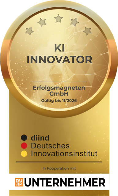 Original-Siegel KI-Innovator des Deutschen Innovationsinstituts (diind) für die Erfolgsmagneten GmbH, 2026